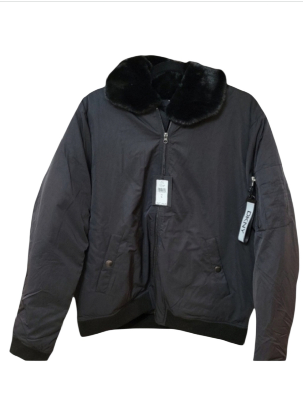 NWT DKNY Jacket Avatar Bomber Faux Fur sz L